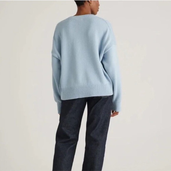 QUINCE Sweater Womens XS Sky Blue 100% Organic Cotton Boyfriend Crew Sweater - Picture 4 of 11
